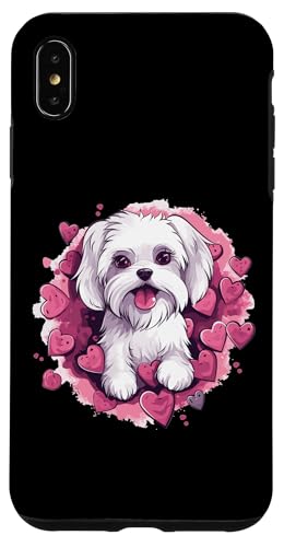 Hülle für iPhone XS Max Malteser Hunderasse Haustier niedliche Grafik mit Herzen von Maltese Dog Breed Pet Designs