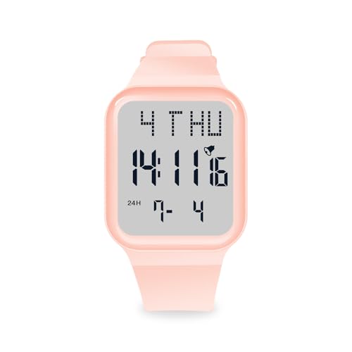 Mamiddle Kinderuhr Mädchen 50M wasserdichte Kinderuhr Junge mit Alarm, Chiem, Stoppuhr, Kalender, Hintergrundbeleuchtung, Dualzeit für Alter 5-17 (Rosa) von Mamiddle