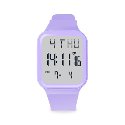 Mamiddle Kinderuhr Mädchen 50M wasserdichte Kinderuhr Junge mit Alarm, Chiem, Stoppuhr, Kalender, Hintergrundbeleuchtung, Dualzeit für Alter 5-17 (Violett) von Mamiddle