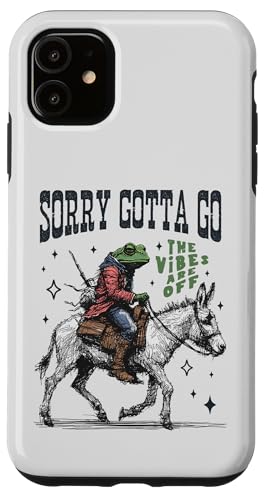 Cooler Cowboy-Frosch, der einen Esel reitet, Gotta Go,The Vibes are Off Hülle für iPhone 11 Cooler Cowboy-Frosch, der einen Esel reitet, Gotta Go,The Vibes are Off Hülle für iPhone 11 von Man I Love Frogs