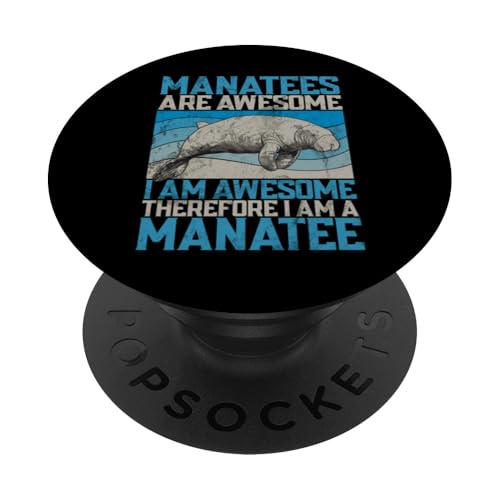 Lustige Seekühe mit Aufschrift „Süßer molliger Delfin Seekuh“ PopSockets Klebender PopGrip von Manatee Clothing & Floaty Potatoes Accessories