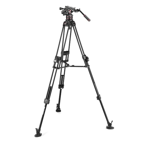 Manfrotto, Fluid-Videokopf Nitrotech 612-Fast Twin Videostativ 645, Tripod aus Alu, Stativ Profi-Kit für DSLR, Kamerastativ für Digitalkamera, Camcorder, Videofilmer, Traglast 18 kg von Manfrotto