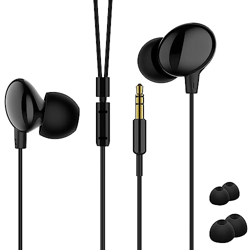 MangoKit Schwarzer In-Ear-Kopfhörer - 3,5 mm AUX-Stecker für Radio, Android-Handys, Computer - Kompakt und tragbar bequem in Ihre Ohren. von MangoKit