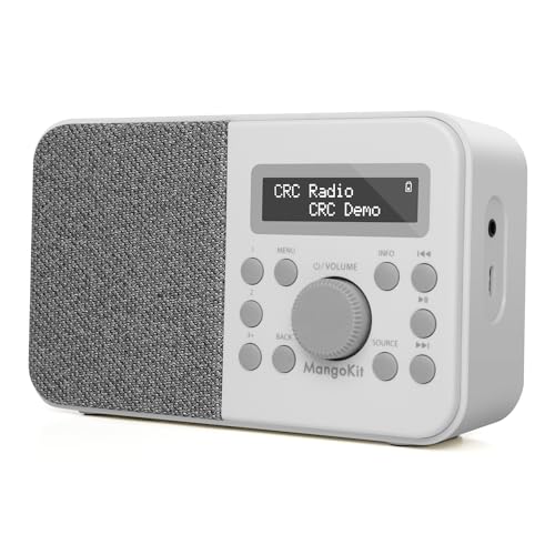 MangoKit PR2S Tragbares DAB+ Digitalradio,Küchen-FM-Radio,Bluetooth-Lautsprecher,Persönliches DAB-Radio,Display,Alarm & Uhr,40 Preset-Stationen,Kopfhöreranschluss, Batterien und Netzbetrieb -Grau von MangoKit