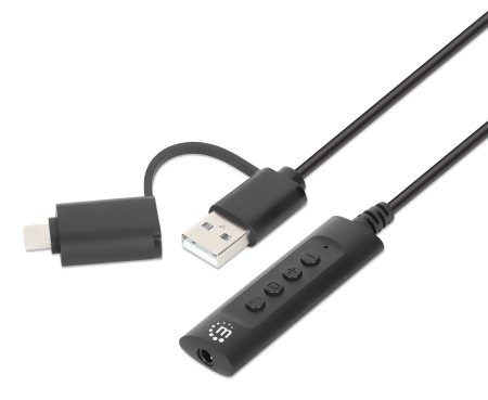 MANHATTAN 2-in-1 Audioadapterkabel USB-C & USB-A auf Aux / 3,5 mm Klinke von Manhattan