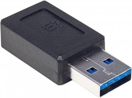 MANHATTAN USB 3.1 Gen2 Type-C to Type-A Adapter - Type-C Female to Type-A Male - Black (354714) von Manhattan
