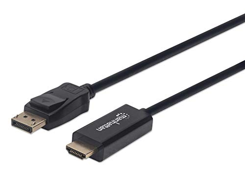 Manhattan 153201 4K@60Hz DisplayPort auf HDMI-Kabel DisplayPort-Stecker auf HDMI-Stecker, 1,8 m, schwarz von Manhattan