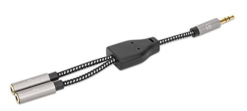 Manhattan 356114 Adapterkabel für Kopfhörer mit Splitter Audio Stereo AUX 15 cm schwarz von Manhattan