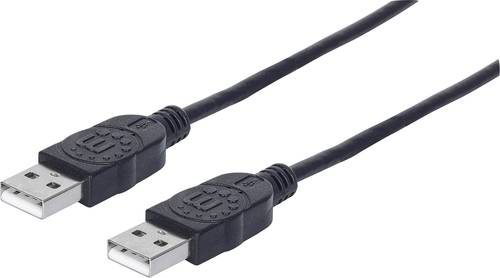 Manhattan USB-Kabel USB 2.0 USB-A Stecker, USB-A Stecker 1.00m Schwarz Folienschirm, UL-zertifiziert von Manhattan