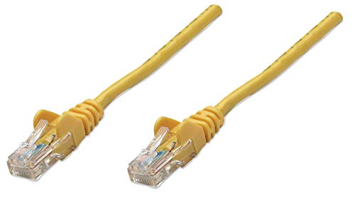 intellinet 318969 Netzwerkkabel "Cat5e U/UTP CCA Cat5e" kompatibel RJ45-Stecker auf RJ45-Stecker, 1m gelb von Manhattan