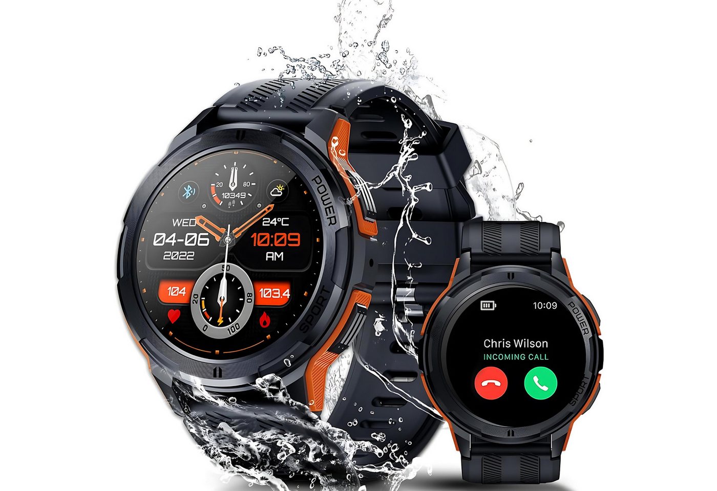 Manike C25 Smartwatch (3,56 cm/1,4 Zoll) mit Körpertemperaturmessung, Schrittzähler, Musiksteuerung, Herzfrequenzüberwachung, Elegantes und schlankes Design, Preis-Leistungs-Verhältnis, Lange Akkulaufzeit, Android, iOS, Schlaftracking, AMOLED-Display, Ergonomisches Design, Lange Batterielaufzeit, Gesundheitsfunktionen, IPX8 Wasserdicht, mit mehr als 120+ Sportmodi von Manike