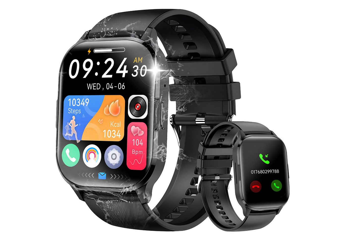Manike G127 Smartwatch (3.81 cm/1,5" HDVoll Touchscreen Zoll) Spar-Set, Mit wechselband aus weichem silikon ladenkabel, Intelligente Funktionalität,Außergewöhnliche Haltbarkeit,Sportmodi von Manike