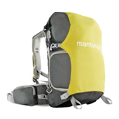 Mantona ElementsPro 30 V2 Outdoor Kamerarucksack – DSLR Rucksack grün, mit Schnellzugriff, Kameratasche mit Regenschutz, wasserdicht, bequemes Tragesystem von Mantona