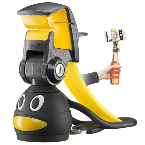 Mantona Pinguin Handyhalter für Flaschen - Selfie Halter mit Bluetooth-Fernbedienung, 270° verstellbar, Handstativ für iPhone & Samsung, Ideale Smartphone Halterung für Familienfeiern und Festivals von Mantona