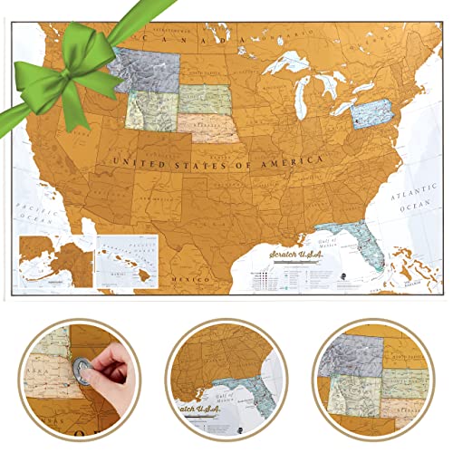 Maps International Scratch Off Karte der USA - USA Wandkarte - Rubbeln - Detaillierte Kartographie - US-Staaten - Nationalparks - 24x36 von Maps International