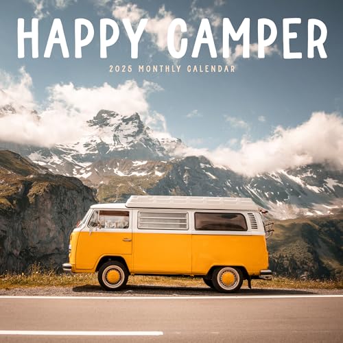 Happy Camper-Kalender 2025, 30,5 x 61 cm, Wandkalender für Wohnmobile, 12 Monate, Marble City Press | Wohnmobil, Wohnwagen, Anhänger, Van, Leben, Overland Campingplatz, 2024–2025 Kalender von Marble City Press