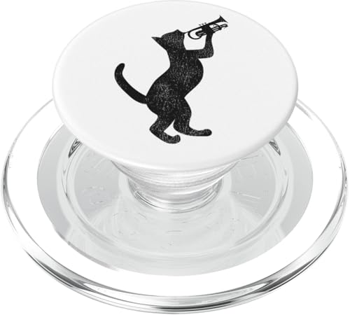 Trompetenspieler Katze Vintage PopSockets PopGrip für MagSafe von Marching Band Jazz Brass Band Trumpeter DA0