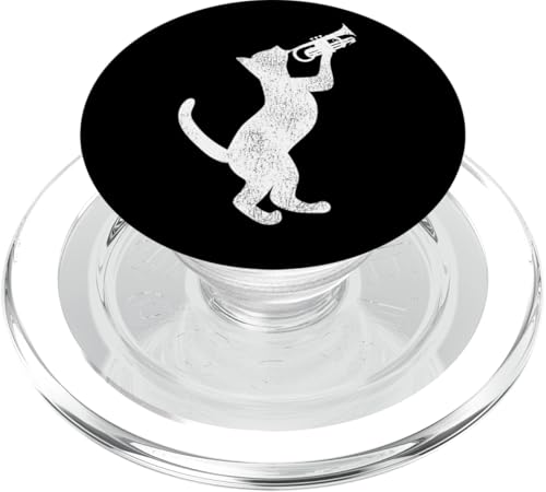 Trompetenspieler Katze Vintage PopSockets PopGrip für MagSafe von Marching Band Jazz Brass Band Trumpeter DA0