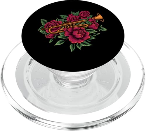 Trompetenspieler Blume Floral Rose PopSockets PopGrip für MagSafe von Marching Band Jazz Brass Band Trumpeter HD0