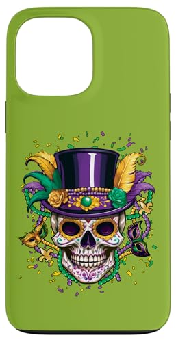 Hülle für iPhone 13 Pro Max Dia De Los Muertos Sugarskull Bead Mardi Festival Karneval von Mardi Gras Party Beads Carnival New Orleans Parade