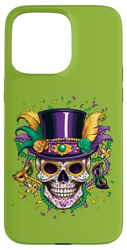 Hülle für iPhone 15 Pro Max Dia De Los Muertos Sugarskull Bead Mardi Festival Karneval von Mardi Gras Party Beads Carnival New Orleans Parade