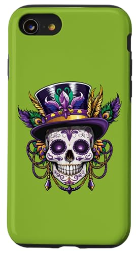 Hülle für iPhone SE (2020) / 7 / 8 Dia De Los Muertos Maskerade Perlen Karneval Karneval von Mardi Gras Party Beads Carnival New Orleans Parade