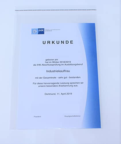 200 St. Schutzhüllen Prospekthüllen Klarsichthüllen, Folie, DIN A4/C4, glasklar, 234 x 324 mm mit 30 mm verschließbarer Klappe zum Schutz von Dokumenten, Zeugnissen, Urkunden, Prospekten, Comicheften von Mari-Medienverpackungen