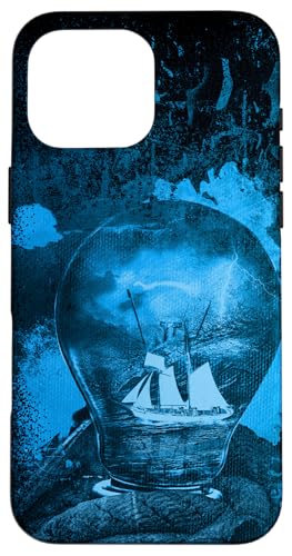 Hülle für iPhone 16 Pro Max Schiff in einer Glühbirne Ocean Fantasy Art von Maritime Visions