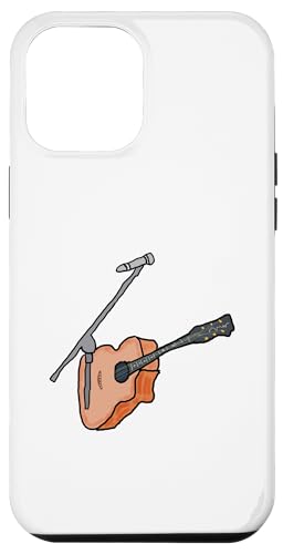 Hülle für iPhone 12 Pro Max Busking Gitarre und Mikrofon von Mark Ewbie Designs
