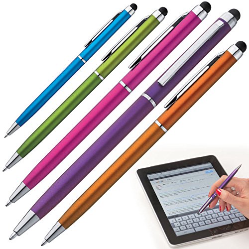 5 Touchpen Kugelschreiber / Farbe: je 1x pink, orange, lila, hellblau, apfelgrün von Markenlos