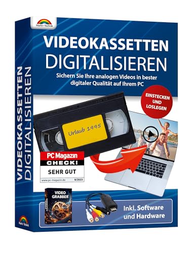 Videokassetten Digitalisieren - analog Audio und Video Konverter - VHS Kassetten digitalisieren - von jeder analogen Quelle - VHS, VCR, DVD Video Rekorder für Windows 11 / 10 / 8 / 7 von Markt + Technik