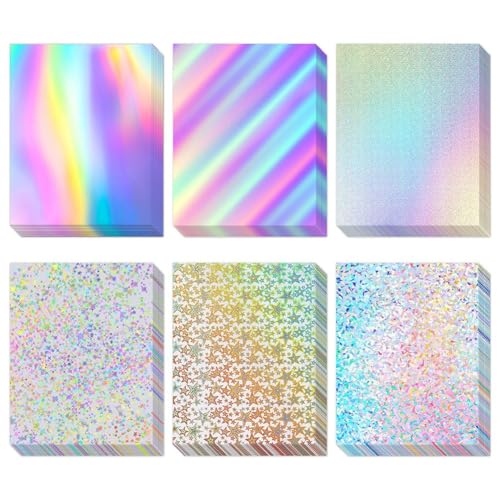 Marran 120 Blatt holografischer Karton, 21,6 x 27,9 cm, 250 g/m², metallischer Karton, glitzernd, glänzendes, schillerndes Spiegelpapier von Marran