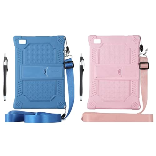 Marran 2 Set Tablet-Hülle für P20HD M40 P20 10,1 Tablet Hülle Anti-Drop Silikon Hülle mit Band und Stift, Blau & Rosa von Marran