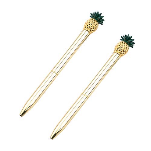 Marran 2-in-1 Ananas-Metall-Kugelschreiber, niedlicher Business-Kugelschreiber, Signaturstift, Büro, Schule, Schreiben (Gold) von Marran