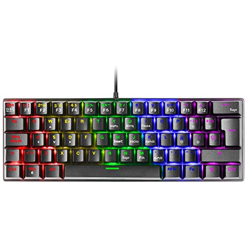 MARSGAMING Gaming MK60 Schwarz, Mechanische Tastatur FRGB, Antighosting, Switch Mechanischer Braun, Spanisch Sprache, MK60BRES von Mars Gaming