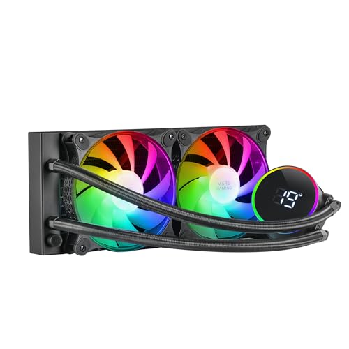 Mars Gaming ML-LCD240, Flüssigkeitsgekühlter AIO, TDP 500W, 2x ARGB 120mm FDB Lüfter, LCD Display mit Temperaturüberwachung, Opti-Chamber 3rd Gen Pumpe, Universal Multisocket, Schwarz Mars Gaming ML-LCD240, Flüssigkeitsgekühlter AIO, TDP 500W, 2x ARGB 120mm FDB Lüfter, LCD Display mit Temperaturüberwachung, Opti-Chamber 3rd Gen Pumpe, Universal Multisocket, Schwarz von Mars Gaming