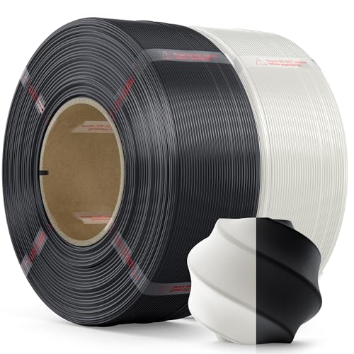 MarsWork PLA-Filament, 1,75 mm, PLA-3D-Drucker-Filament (Nachfüllpackung), 2 kg Nachfüllung für wiederverwendbare Spulen (2 kg), hochwertiges 3D-Druck-Filament für Bambu-Labor 3D-Drucker, schwarz + von MarsWork