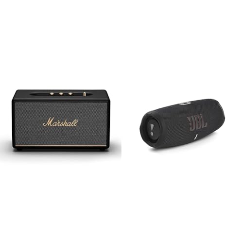Marshall Stanmore III Bluetooth-Lautsprecher, Kabellos – Schwarz & JBL Charge 5 Bluetooth-Lautsprecher in Schwarz – Wasserfeste, portable Boombox von Marshall