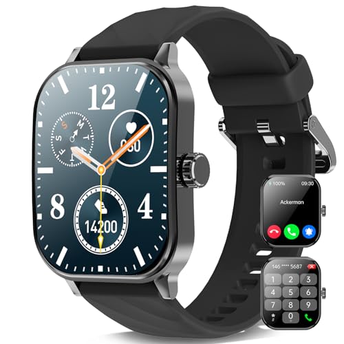 2024 Neu Smartwatch Herren ΒΙυtzυcker Uhr mit Telefonfunktion , 2,1" HD Gebogenes Touchscreen, 100+ Sportmodi Fitnessuhr Herren mit Puls-Schlaf-Körpertemperaturmessung Schrittzähler für Android iOS von Marsyu