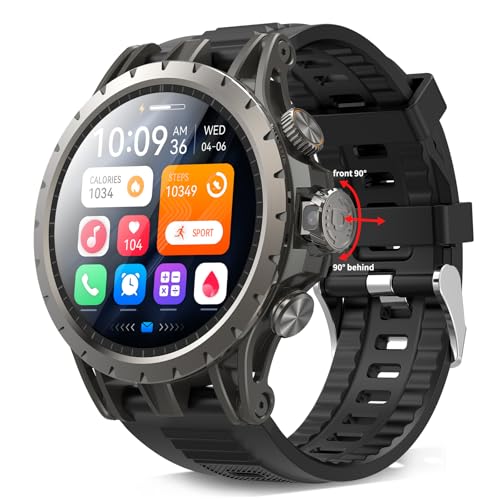 Marsyu 2025 4G Android Smartwatch Herren 1,43" GPS Aktivitätstracker mit 3 GB RAM + 32 GB ROM WiFi Videoanrufen Herzfrequenzmesser 750 mAh Batterie mit SIM-Kartenslot Unterstützt Anrufe, SMS & Apps von Marsyu