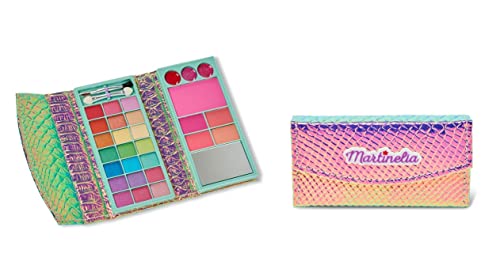 Martinelia Make-up-Palette für Kinder, Meerjungfrau, Lidschatten, 21 Lidschatten, 3 Lipgloss, 5 Bronzer & Rouge, Pinsel & Spiegel – Make-up für Kinder von Martinelia