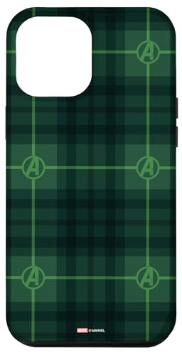 Hülle für iPhone 13 Pro Max Marvel Avengers A-Symbol Logo Holiday Christmas Green Plaid von Marvel