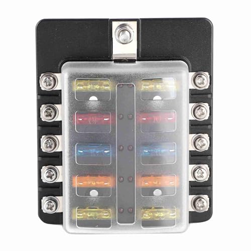 10 -Way -Schraubmutterminal Sicherungskasten -Sicherungsblockhalter mit LED -Indikator für Autoboot von MasYosh