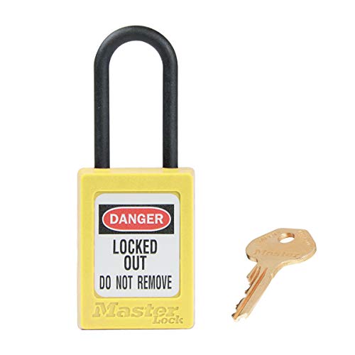 Master Lock Thermoplastisches Sicherheitsvorhängeschloss Dielectric Zenex in Gelb, 35 mm breit mit Nylonbügel, 38 mm hoch, keine Schlüsselrückhaltung von Master Lock