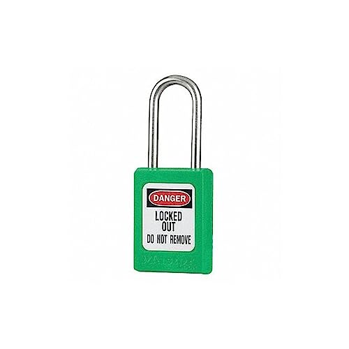 Master Lock Thermoplastisches Zenex-Sicherheitsvorhängeschloss in Grün, 35mm breit mit 38 mm hohem Bügel aus Edelstahl, mit Schlüsselrückhaltung von Master Lock