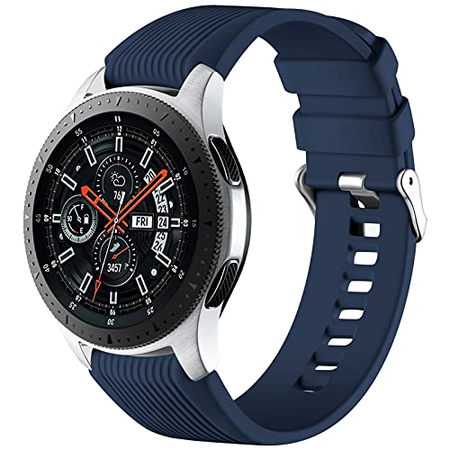 Mastten 22mm Silikon Armband kompatibel mit Samsung Galaxy Watch 3 45mm/Galaxy Watch 46mm/für Huawei Watch GT2 46mm, Weiches Silikon Sport Armbänder Ersatzbänder für Männer Frauen, Dunkel Blau von Mastten