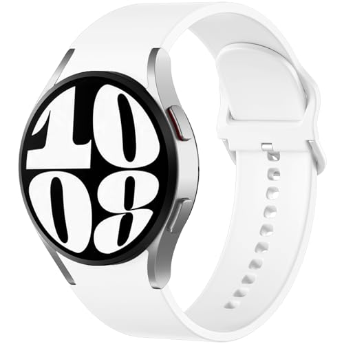 Mastten Kompatibel mit Samsung Galaxy Watch 7 6 5 4 FE Armband 40mm 44mm, Weiches Silikon Ersatz Armband für Galaxy Watch 6 Classic / 4 Classic / 5 Pro, Sport Band für Damen Herren, Weiß Mastten Kompatibel mit Samsung Galaxy Watch 7 6 5 4 FE Armband 40mm 44mm, Weiches Silikon Ersatz Armband für Galaxy Watch 6 Classic / 4 Classic / 5 Pro, Sport Band für Damen Herren, Weiß von Mastten