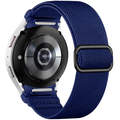 Mastten Nylon Elastisches Armband für Samsung Galaxy Watch 7/6/5/4 Armband 40mm 44mm/Galaxy Watch 6 4 Classic/Galaxy Watch 5 pro/FE, Keine Lücke Schnellverschluss Sport Band für Damen Herren, Blau von Mastten