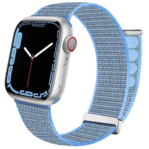 Mastten Sport Armband Kompatibel mit Apple Watch Armband 38mm 40mm 41mm 42mm, Nylon Klettverschluss Herren Damen Verstellbare Geflochtenes Armbänder für iWatch Series 10 9 SE 8 7 6 5 4 3 2 1, Blau von Mastten