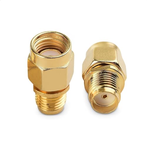 Maswell verlustarmer Koaxial-Adapter, RP-SMA-Stecker auf SMA-Buchse, RP-SMA-Stecker auf SMA-Buchse, Koaxial-Adapter für WLAN-Radio-Antenne, Eingangskabel, Audio, Router, RF-SMA-Stecker, 2 Stück von Maswell